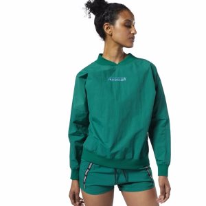 Bluza Damskie Reebok Meet You There Woven Pullover Zielone PL 14TSLWG